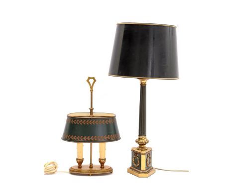 Classic copper table table lamp 63 cm high and 2-light bouillotte table table lamp 41 cm high