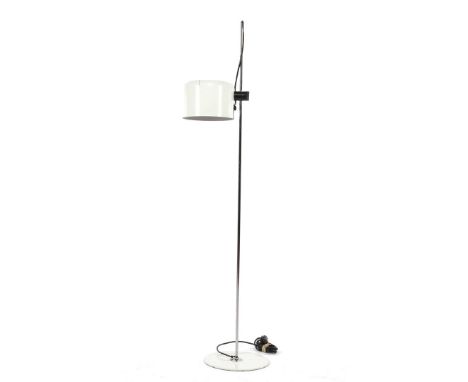 Joe Colombo (1930-1971)Adjustable chrome-plated metal floor lamp with white lacquered shade and base, design Joe Colombo for 