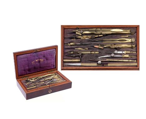 Compass Superior compass set in mahogany box, 5 cm high, 21x12 cm