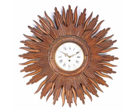 French Samuel Martizonne clock with enamel dial and gold-coloured frame, 70 cm diameter