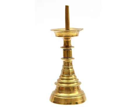Brass candlestick 16th/17th century 22.5 cm high. Provenance collection Castle Frymerson in Sint Odiliënberg (piece from the 