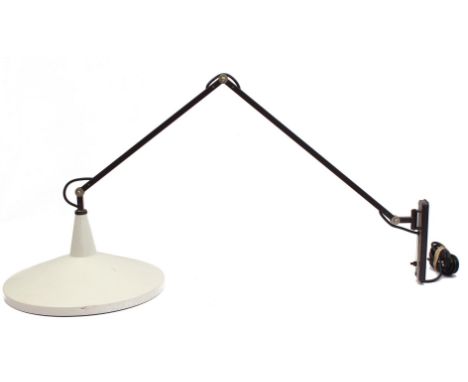 Wim Rietveld (1924-1985)Brown and white lacquered adjustable wall lamp, design Wim Rietveld for Gispen, model Panama/Giso 405