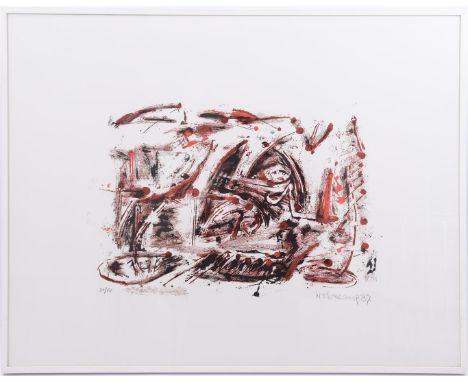 Theo Wolvecamp (1925-1992)Untitled composition, color lithograph dated 1987, 34/80, 30x40 cm