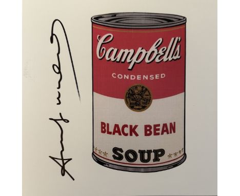 Andy WARHOL (1928-1987), d'après. Black Bean Soup, From Campbell’s Soup. A Print Retrospective . Carton d'invitation de l’exp