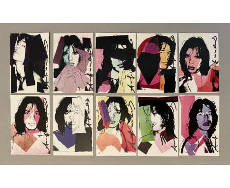 Andy WARHOL (1928-1987) D'APRÈS. Composition de 10 tirages photographiques sur papier glacé de la série "Mike Jagger, 1975", 