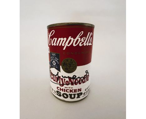 Andy WARHOL (1928-1987), Attribué à. Campbell’s Soup « Curly Noodle with Chicken ». Boîte de conserve métallique. Signée « An