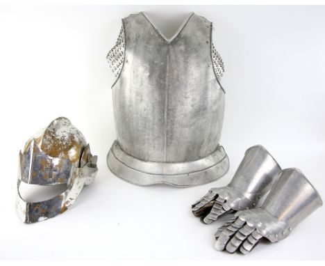 First Knight (1995) - Production used body armour comprising clamshell, helmet and gloves. The clamshell signed on the inside