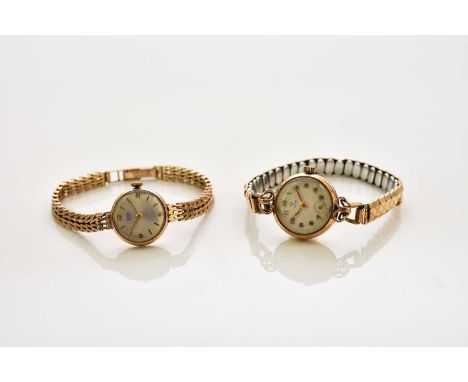 Tudor: Two lady's 9ct gold wrist watchesThe first circa 1956, 15-jewel manual movement, silver dial with applied gold Arabic 