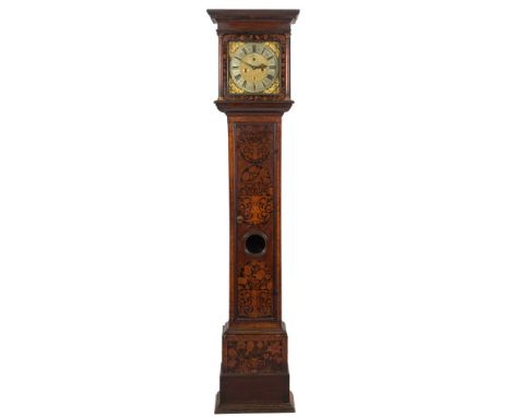 Josh Penford, London. a walnut and floral marquetry longcase clock: the eight-day duration, five-pillar movement striking the