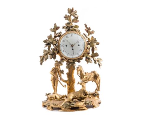 A late 18th century three-colour giltwood Viennese grande-sonnerie mantel clock: the two-day duration movement having Austria