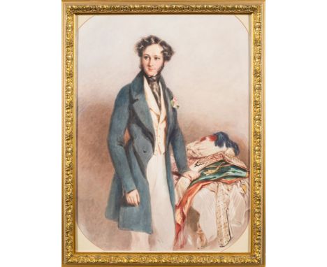 Alfred Edward Chalon [1780-1860]-A portrait of Sir William Richard Powlett Geary [1810-1877],:-three-quarter length standing,