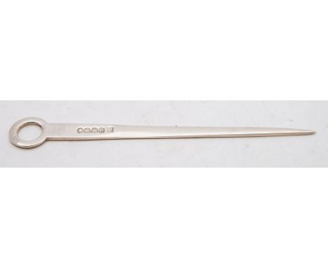 A Victorian provincial silver meat skewer, maker Josiah & James Williams, Exeter, 1858: crested, of traditional design with r