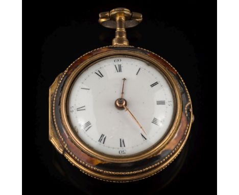 Jno. Rentnow, London, a tortoiseshell pair-cased pocket watch: the chain fusee movement having a verge escapement with a pier