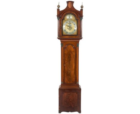 Samuel Atkinson, Bridlington, a mahogany longcase clock: the eight-day duration, five-pillar movement striking the hours on a