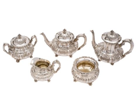 An American five-piece sterling silver tea and coffee service, stamped J D Caldwell & Co, Philadelphia, 925. Sterling: inscri