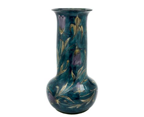 A large Hancock & Sons Morrisware Art Nouveau vase: designed by George Cartlidge, tube lined and painted with harebells and f