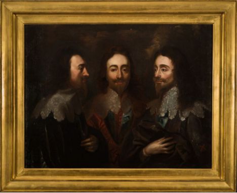 After Sir Anthony Van Dyck [late 17th Century, English School]-Charles I (1600-1649) in three positions:-oil on canvas84 x 11