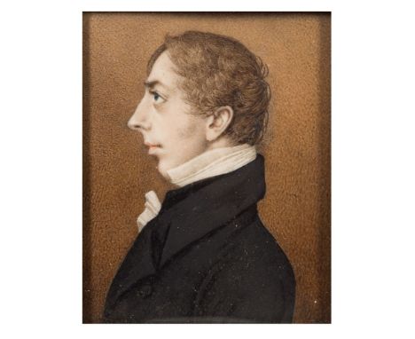 William T. Gosse [19th Century]-A miniature profile portrait of Henry Hyde, Rector of Wareham, Dorset, bust-length in profile