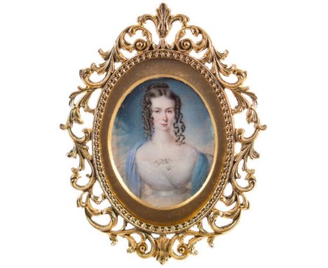 Noel N Carter [fl.1820-30s]-A miniature portrait of Agnes Nixon [1804-1890], daughter of Thomas & Elizabeth Nixon, nee Paley,