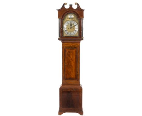 John Sampson, Penzance, a mahogany longcase clock: the eight-day duration movement striking the hours on a bell, the 11½ inch