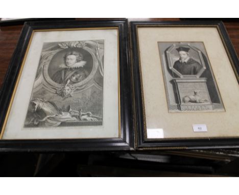 TWO FRAMED AND GLAZED PORTRAIT ENGRAVINGS TO INCLUDE A FRAMED AND GLAZED PORTRAIT ENGRAVING OF HENRY, PRINCE OF WALES AND SON