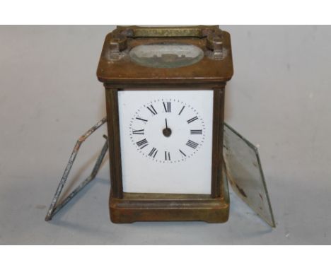A FRENCH ANTIQUE CARRIAGE CLOCK AND CASE A/F 