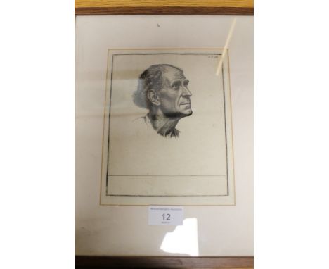A FRAMED AND GLAZED ETCHING OF A PORTRAIT OF A MAN MARKED P.D. 28 SIGNED IN PENCIL TO THE BOTTOM PAUL DRURY (1811) 
