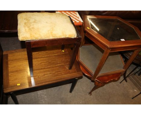 THREE ASSORTED TABLES AND A STOOL 