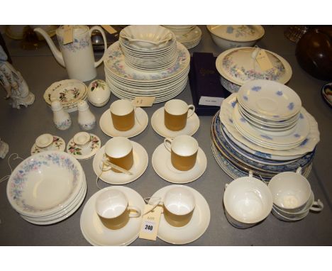 Susie Cooper "Amber" set of six coffee cans C2095 (and one extra saucer); a part-dinner service, by Wedgewood "Angela" patter