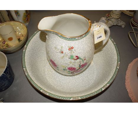 A Maling jug and basin no.2553, chinoiserie decoration.