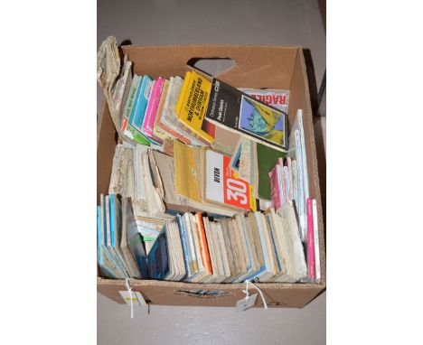 A box of Ordnance Survey maps, including; the Peak District; Northumberland and Durham; Devon; Scotland; Barthalomew and othe