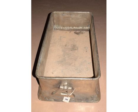 A polished aluminium two handled plant trough makers name rubbed to handle.