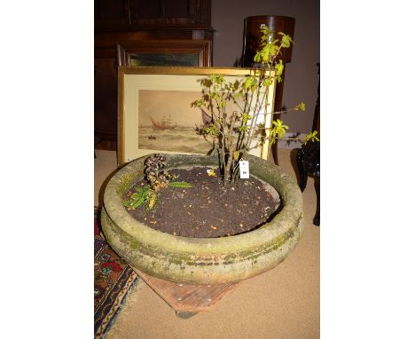 A 19th Century stone round trough/planter (damaged).