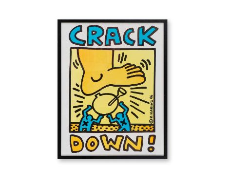 Keith Haring (American 1958-1990), ‘Crack Down!’, 1986, offset lithograph in colours on paper, produced as part of The Crack-