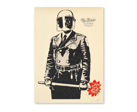 Shepard Fairey (American 1970-), 'My Florist Is A Dick (Large Format)', 2019, screenprint in colours on 100% Cotton Custom Ar