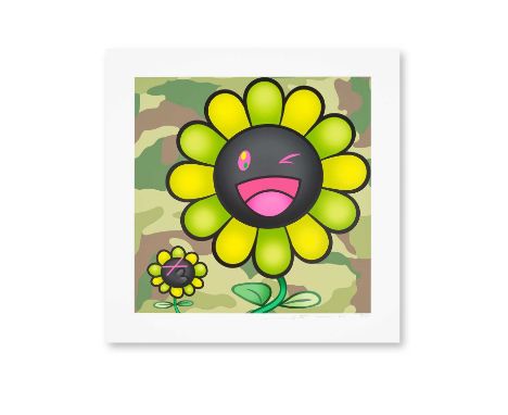 Takashi Murakami (Japanese 1962-), 'Murakami.Flower #11245 (Jungle Camouflage)', 2024, archival pigment and silkscreen print 