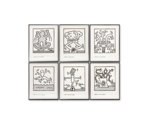 Keith Haring (American 1958-1990), 'Naples Suite (Six Plates)', 1983, 6 lithographs in black on wove paper, from an unknown e