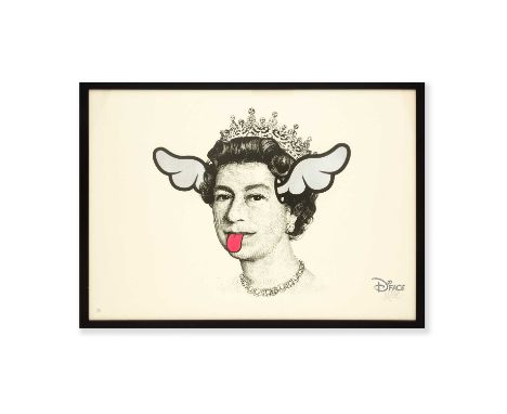 D*Face (British 1978-), 'Dog Save The Queen (Silver Wings)', 2004, hand-embellished screenprint in colours on wove paper, sig