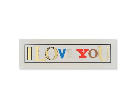 Peter Blake (British 1932-), 'I Love You (White), 2010, screenprint in colours with applied gold leaf on wove paper, signed a