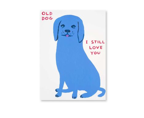 David Shrigley (British 1968-), 'Untitled (Old Dog)', 2021, screenprint in colours on 400gsm Somerset Tub Sized paper, signed