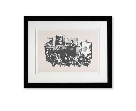 Banksy (British 1974-), 'Morons', 2006, screenprint in colours on Arches paper, numbered from an edition of 500 in pencil, pu