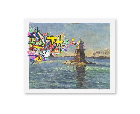 Martin Whatson (Norwegian 1984-), 'Lighthouse', 2023, hand-embellished screenprint and archival pigment print with flood varn