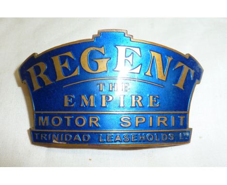 Brass and enamel Regent The Empire Motor Spirit Trinidad Leasehold Ltd cap badge by Simpson London 