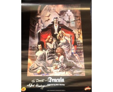 Dracula poster 24x18 rolled by the artist Alex Horley signed by the artist, Christopher Lee, Nina Baden Semper, Joanna Lumley