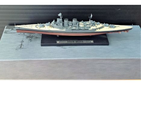 World War Two small scale model Battleship HMS Hood in original box. HMS Hood (pennant number 51) was the last battlecruiser 