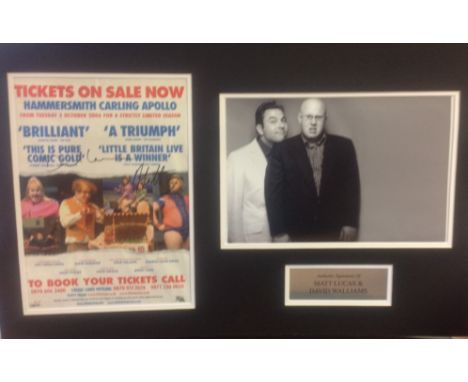 Matt Lucas and David Walllams 15x23 overall mounted signature piece includes 11x8 signed colour promo poster, 7x11 b/w portra