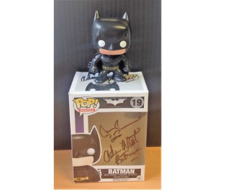 Adam West signed Batman super-sized vinyl Figure no19 of The Dark Knight Trilogy signed twice on the original box. William We