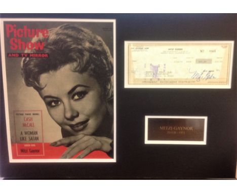 Mitzi Gaynor 15x21 overall mounted signature piece includes 12x10 Picture Show and Tv Mirror magazine page, City National Ban