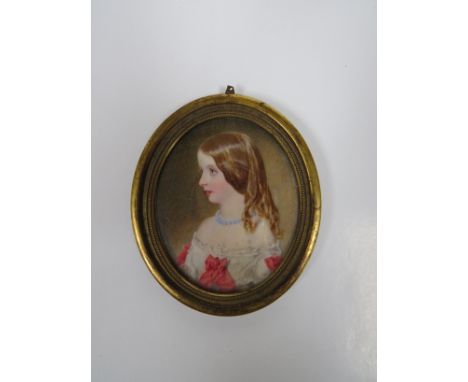 WILLIAM EGLEY (1798-1870) A miniature oval portrait of Lady Alice Mary Cuffe, wife of Lord Henniker, paper label verso statin