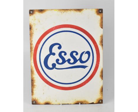 A vintage tin plate enamel Esso sign, 40 x 30cm. CONDITION REPORT Rusting around fixing holes, to back, general signs of wear